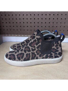 Rothy's The Chelsea Wildcat Leopard Print Knit Slip On Sneakers Womens 7.5